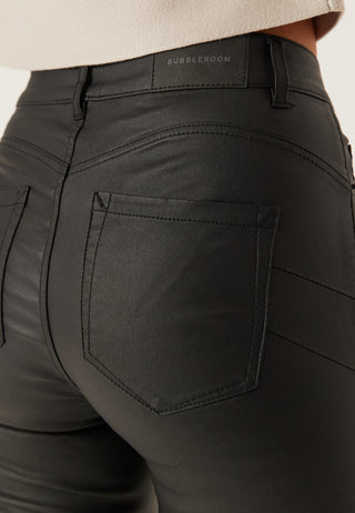 Mid Waist Push-up Coated Slim Jeans