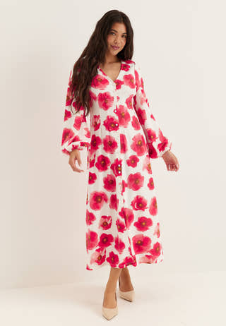 bubbleroom-midi-button-volume-sleeve-dress-redfloral_2
