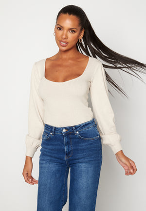 Minnie fine knitted puff sleeve top