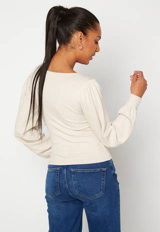 Minnie fine knitted puff sleeve top