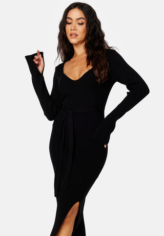 Slit Knitted Midi Dress