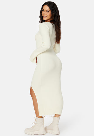 Slit Knitted Midi Dress
