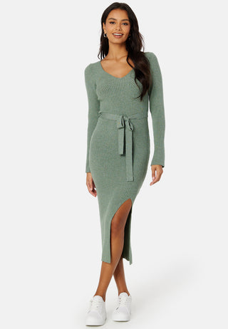 Slit Knitted Midi Dress