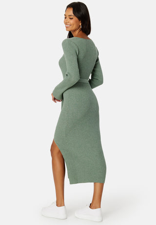 Slit Knitted Midi Dress