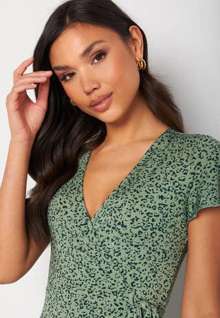Naomi wrap mini flounce dress