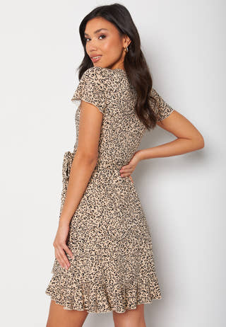 Naomi wrap mini flounce dress