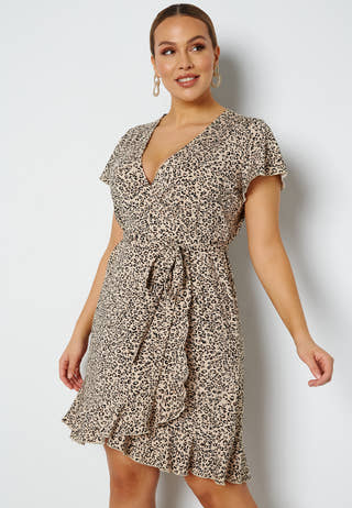 Naomi wrap mini flounce dress