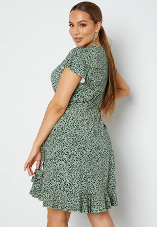 Naomi wrap mini flounce dress