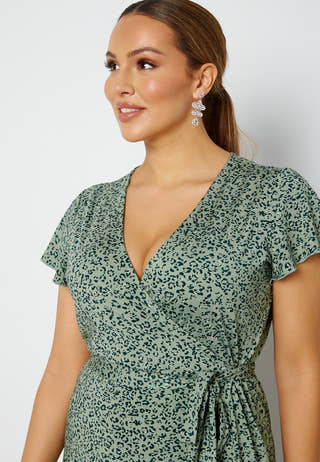 Naomi wrap mini flounce dress