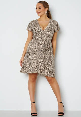 Naomi wrap mini flounce dress