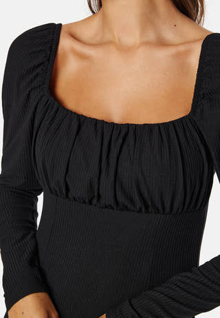 Rushed Square Neck Midi Dress