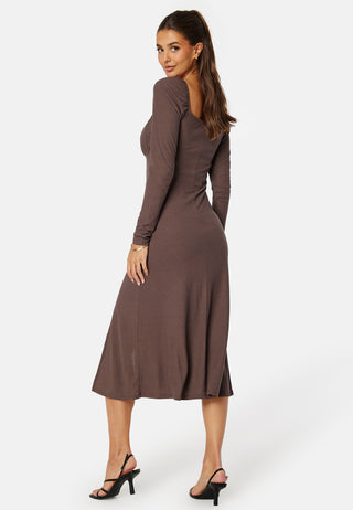 Rushed Square Neck Midi Dress