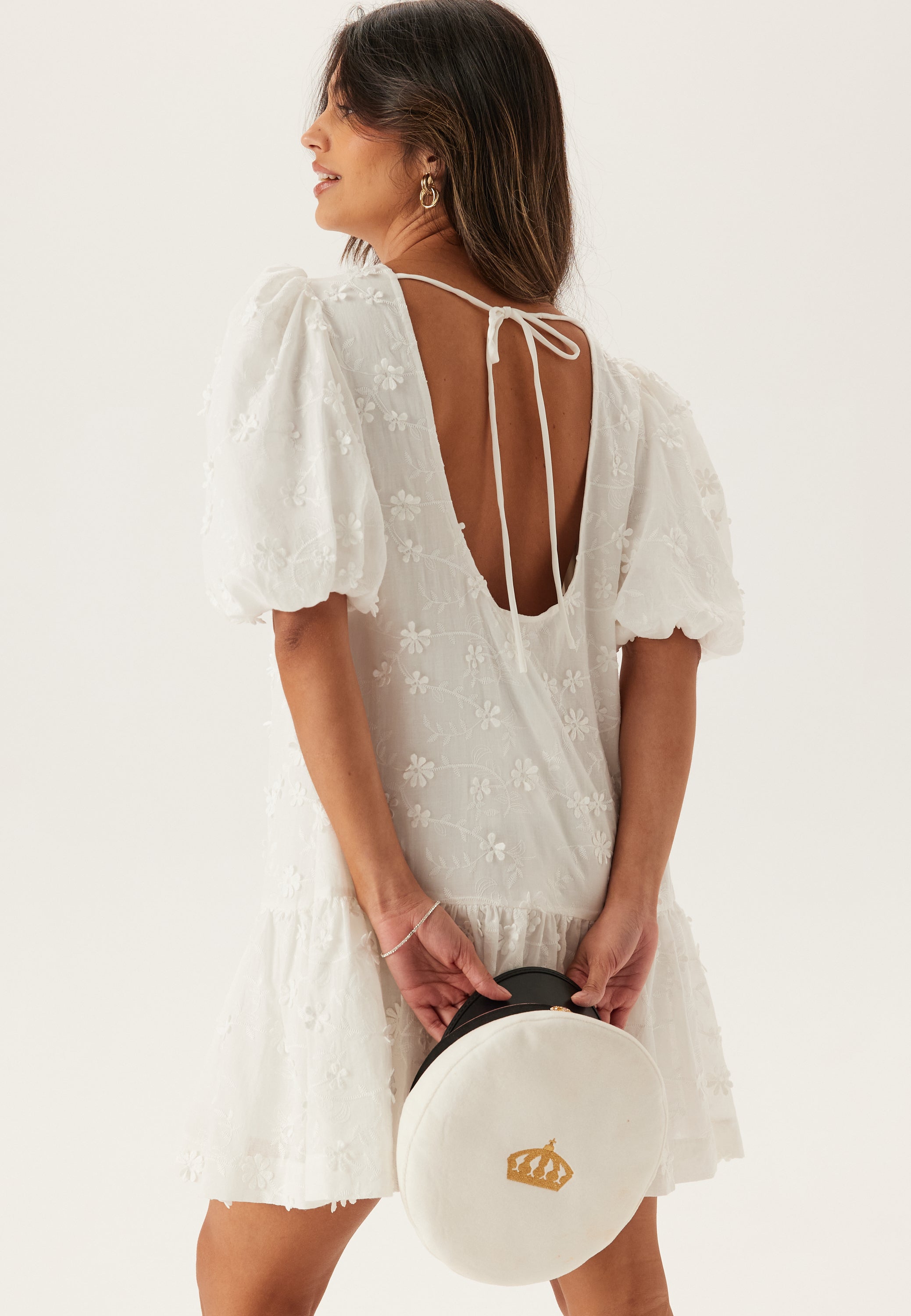 Bubbleroom occasion 3D Embroidered Puff Sleeve dress Dresses White Bubbleroom occasion 3D Embroidered Puff Sleeve dress Dresses White