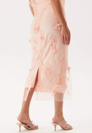 3D Floral Straight Ankle Skirt