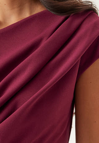 Asymmetric Draped Maxi Dress