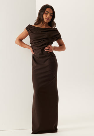 Asymmetric Draped Maxi Dress