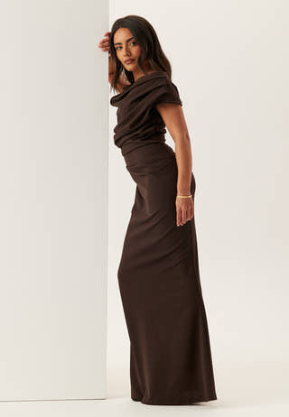 Asymmetric Draped Maxi Dress