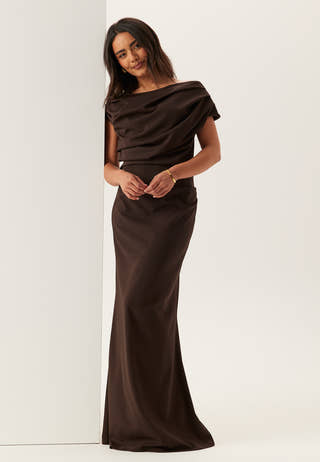 Asymmetric Draped Maxi Dress