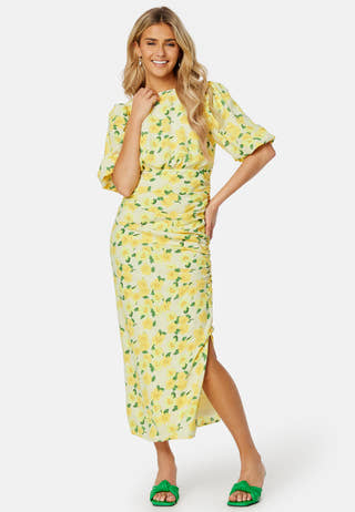 Puff Sleeve Bow Midi Dress