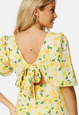 Puff Sleeve Bow Midi Dress