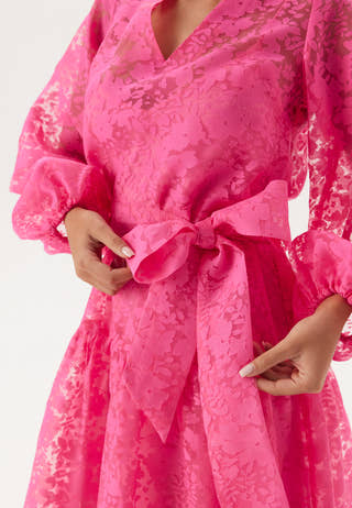 Balloon Sleeve Midi Dress