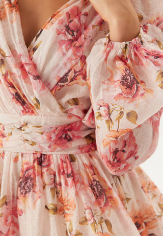 Balloon Sleeve Short Flounce Dress