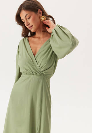 Balloon Sleeve Wrap Gown