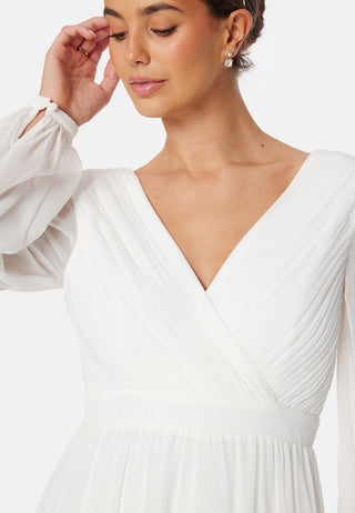 Pleated V-Neck Wedding Gown