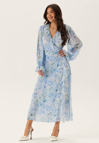 Belted Chiffon Midi Dress