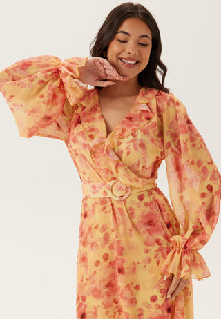 Belted Chiffon Midi Dress