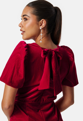 Bow Velvet Short Dress