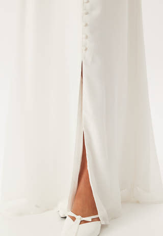 Butterfly Sleeve Button wedding gown
