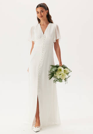 Butterfly Sleeve Button wedding gown