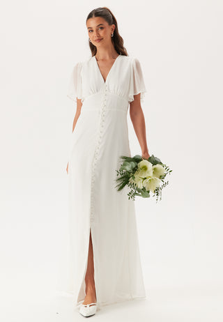 Butterfly Sleeve Button wedding gown