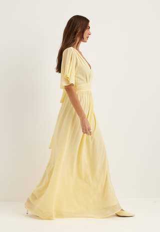 Butterfly Sleeve Chiffon Gown
