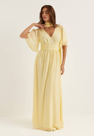 Butterfly Sleeve Chiffon Gown