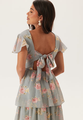 Butterfly Sleeve Flounce Dress