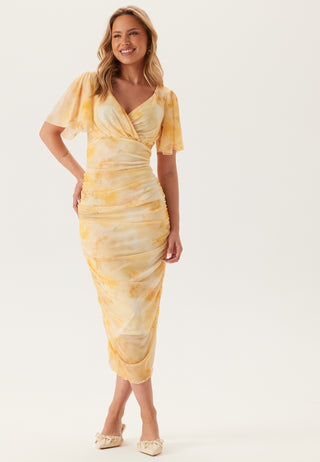 Butterfly Sleeve Mesh Ankle Dress