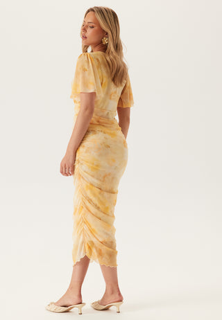 Butterfly Sleeve Mesh Ankle Dress