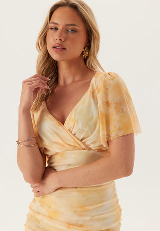 Butterfly Sleeve Mesh Ankle Dress