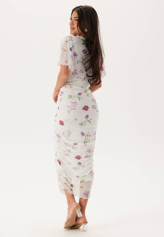 Butterfly Sleeve Mesh Ankle Dress