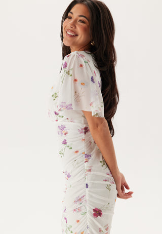 Butterfly Sleeve Mesh Ankle Dress