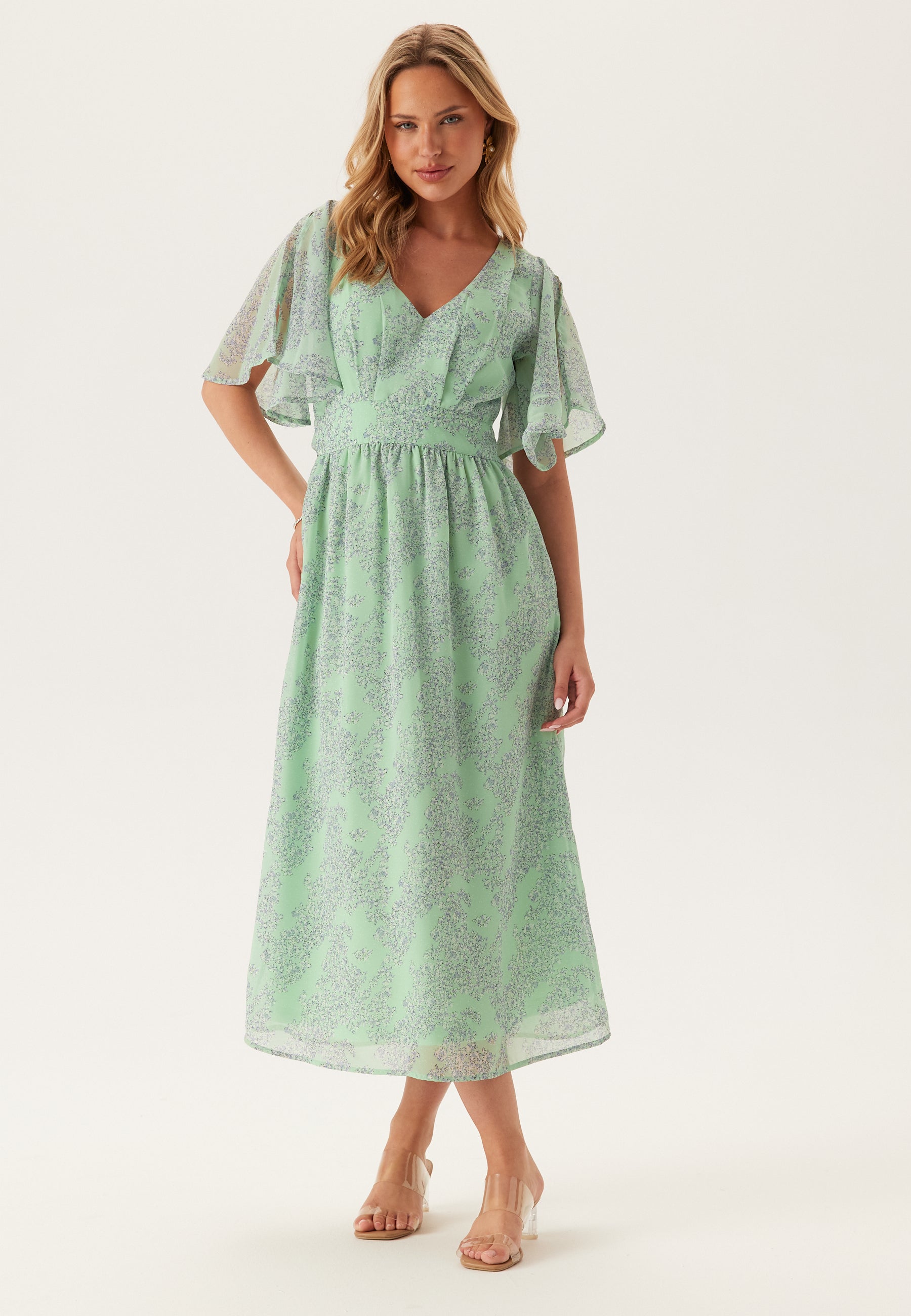 midi dress with butterfly sleeves White Satin Midi Wedding Dress: Butterfly Sleeves, Civil Ceremony