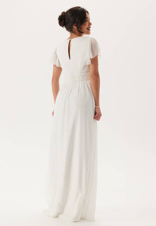 Butterfly Sleeve Pleated Wedding Gown