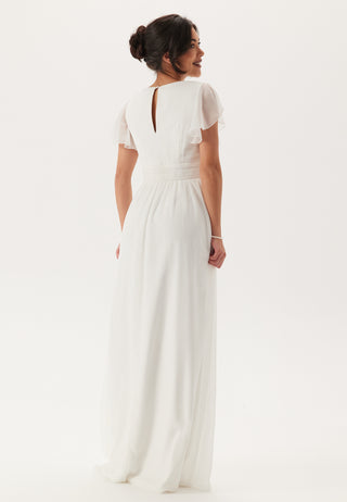 Butterfly Sleeve Pleated Wedding Gown