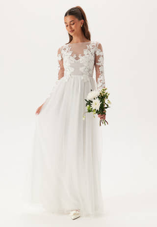 Floral Embroidered Tulle Wedding Gown