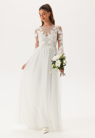 Floral Embroidered Tulle Wedding Gown