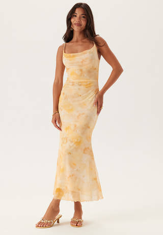 Cowl Neck Mesh Dress