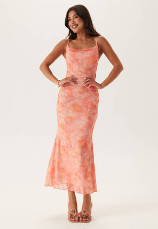 Cowl Neck Mesh Dress