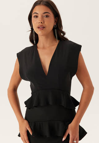 Deep V-Neck Flounce Gown